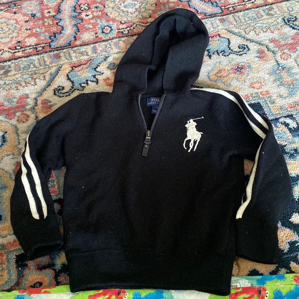 Polo Ralph Lauren black/off-white knit hoodie